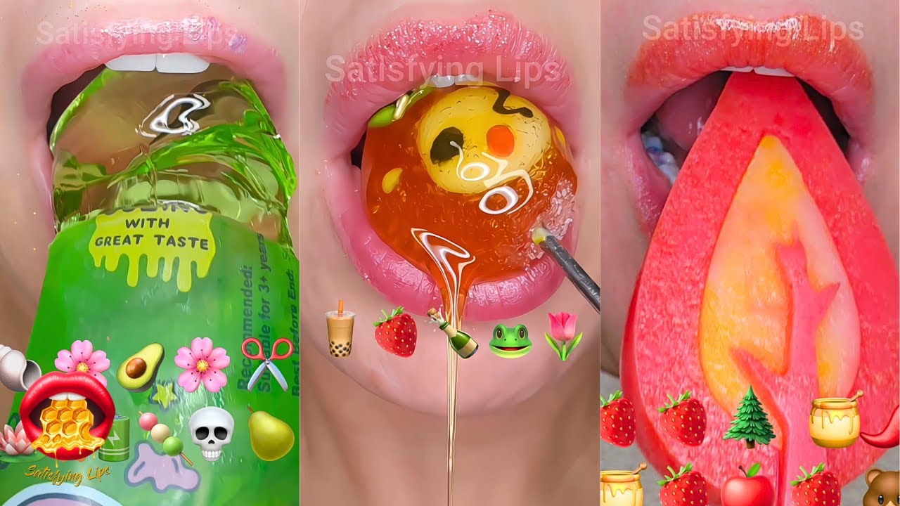 Satisfying ASMR Eating Emoji Food Challenge Mukbang