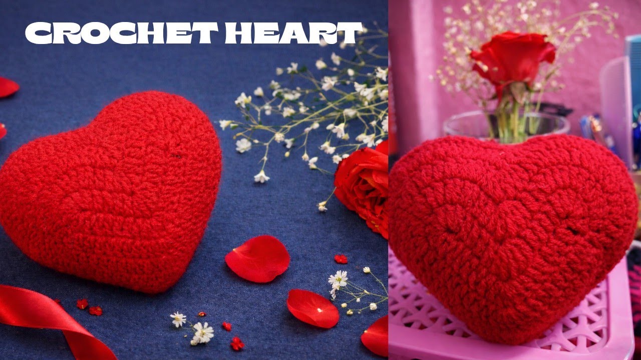 Crochet heart tutorial! Crochet heart shaped pillow! #crochet #tutorial 