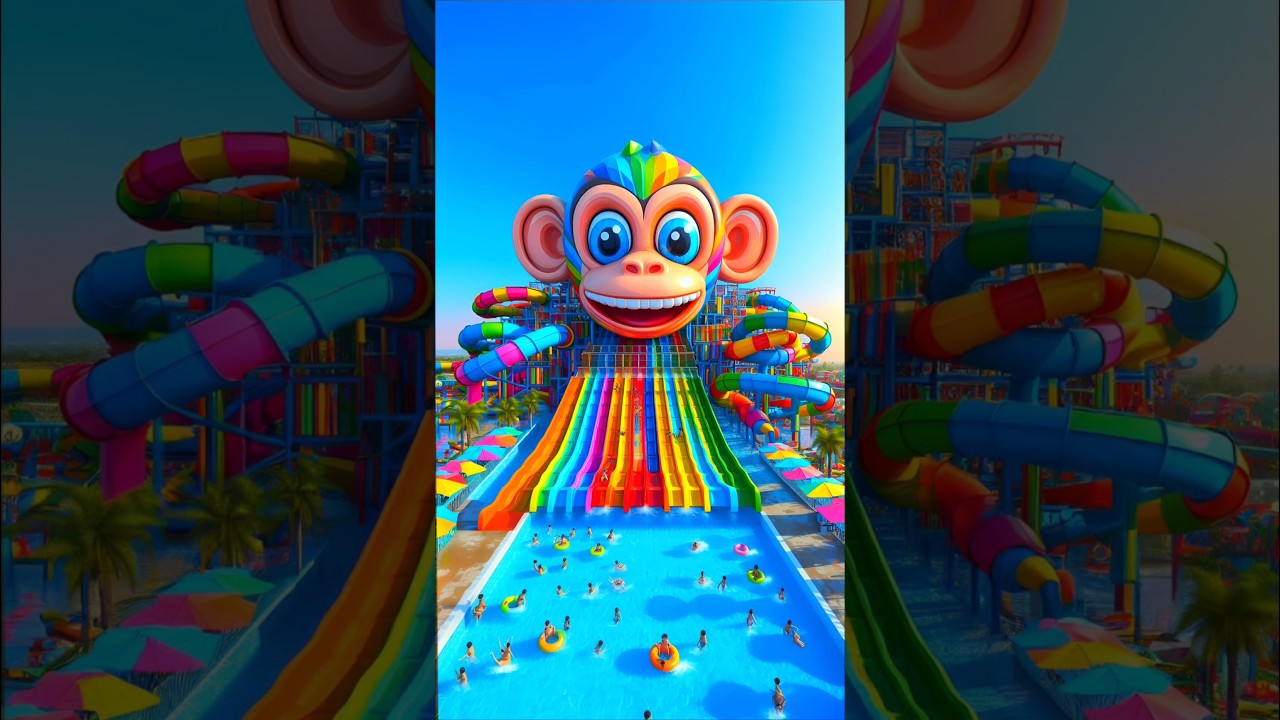 ❤️ Evolution of Catapillar : Big Monkey Water Slider Park 🥰 