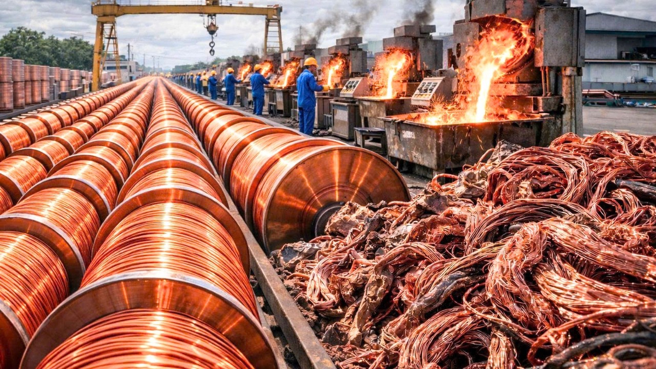 Inside Copper Recycling Factory: How Old Copper Wire to New Pure Copper (Full Process)