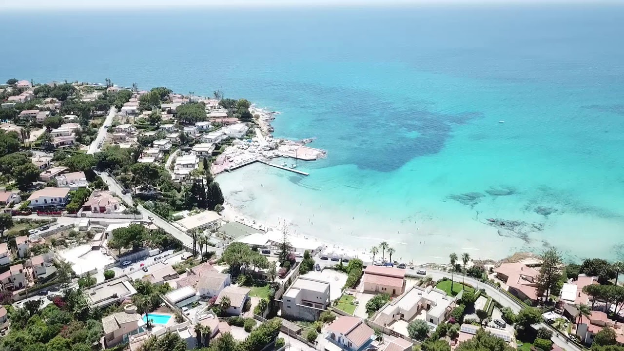 Fontane Bianche beach and town - Sicily from drone