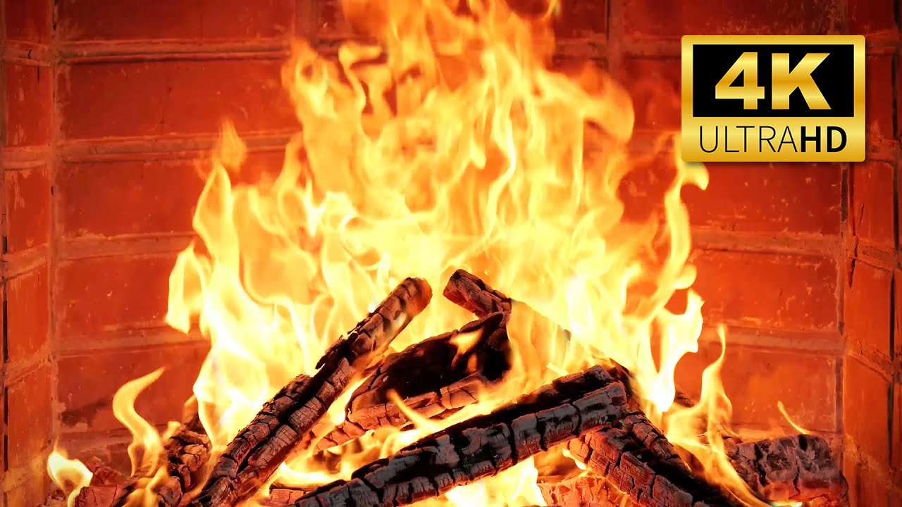 🔥 Fireplace 4K UHD! Fireplace with Crackling Fire Sounds. Fireplace Ambience
