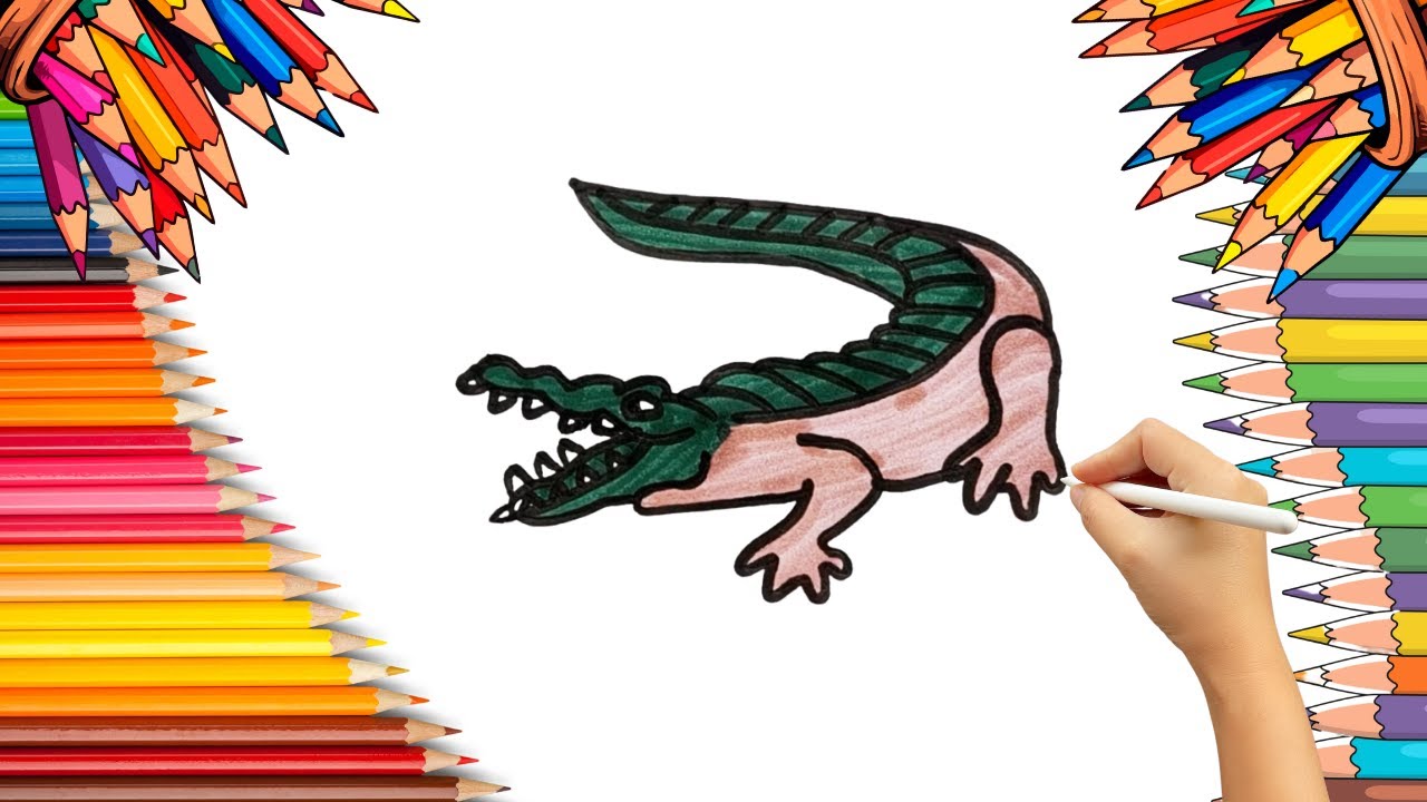 How To Draw cute Alligator Drawing, Painting & Coloring For Kids and Toddlers_ Child Art 🐋🌈🎨