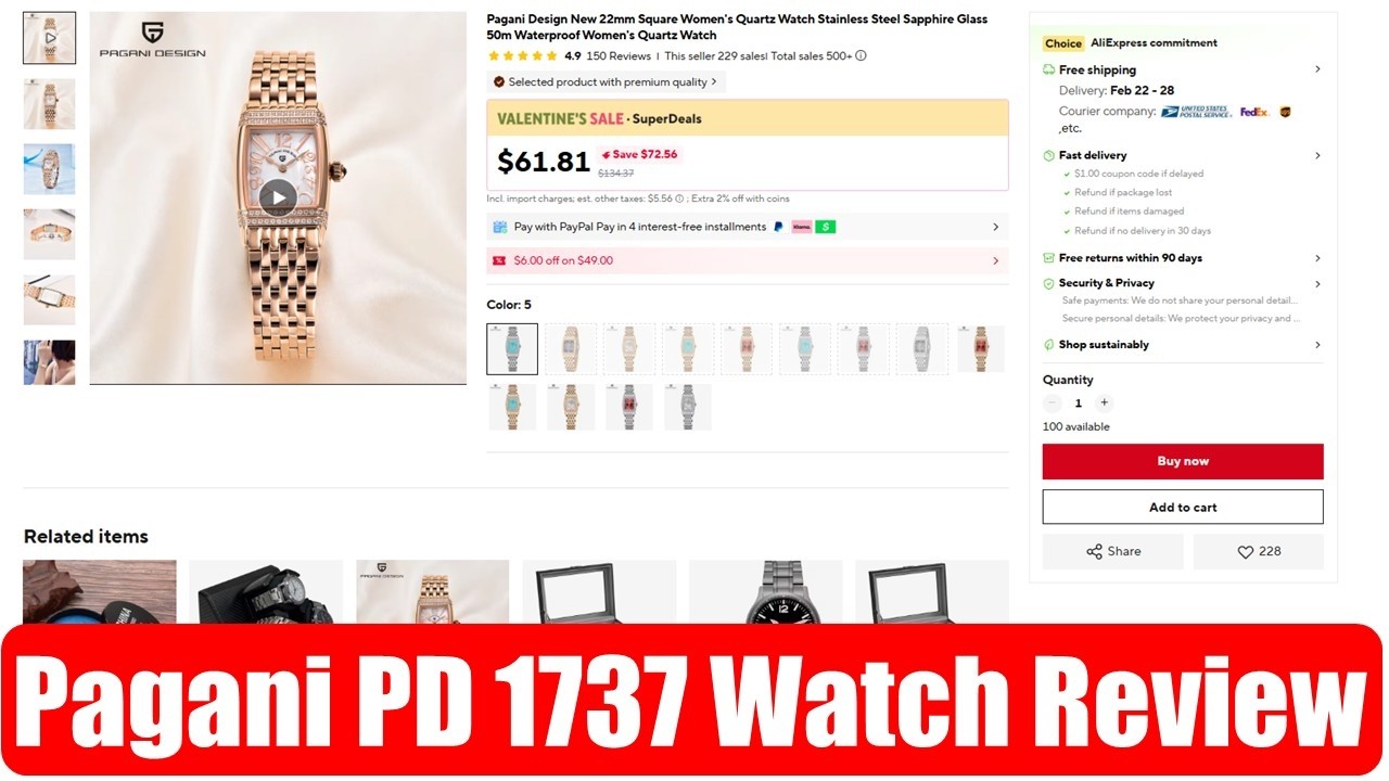 Обзор часов Pagani PD 1737 с AliExpress | Более 500 продано на AliExpress
