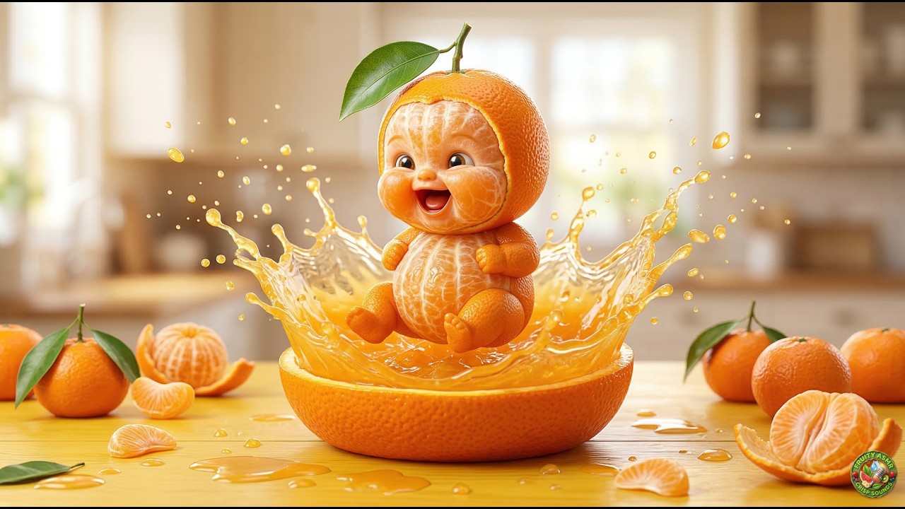 Cute or Creepy? AI Fruit Babies Diving Into a Juice Pool 🍊👶 | The Most Oddly Satisfying AI ASMR