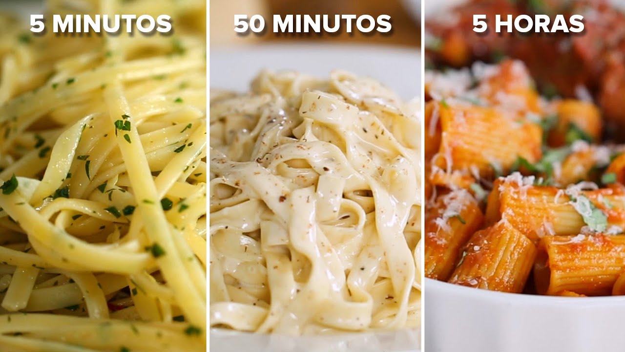 Pasta en 5 minutos, 50 minutos y 5 horas