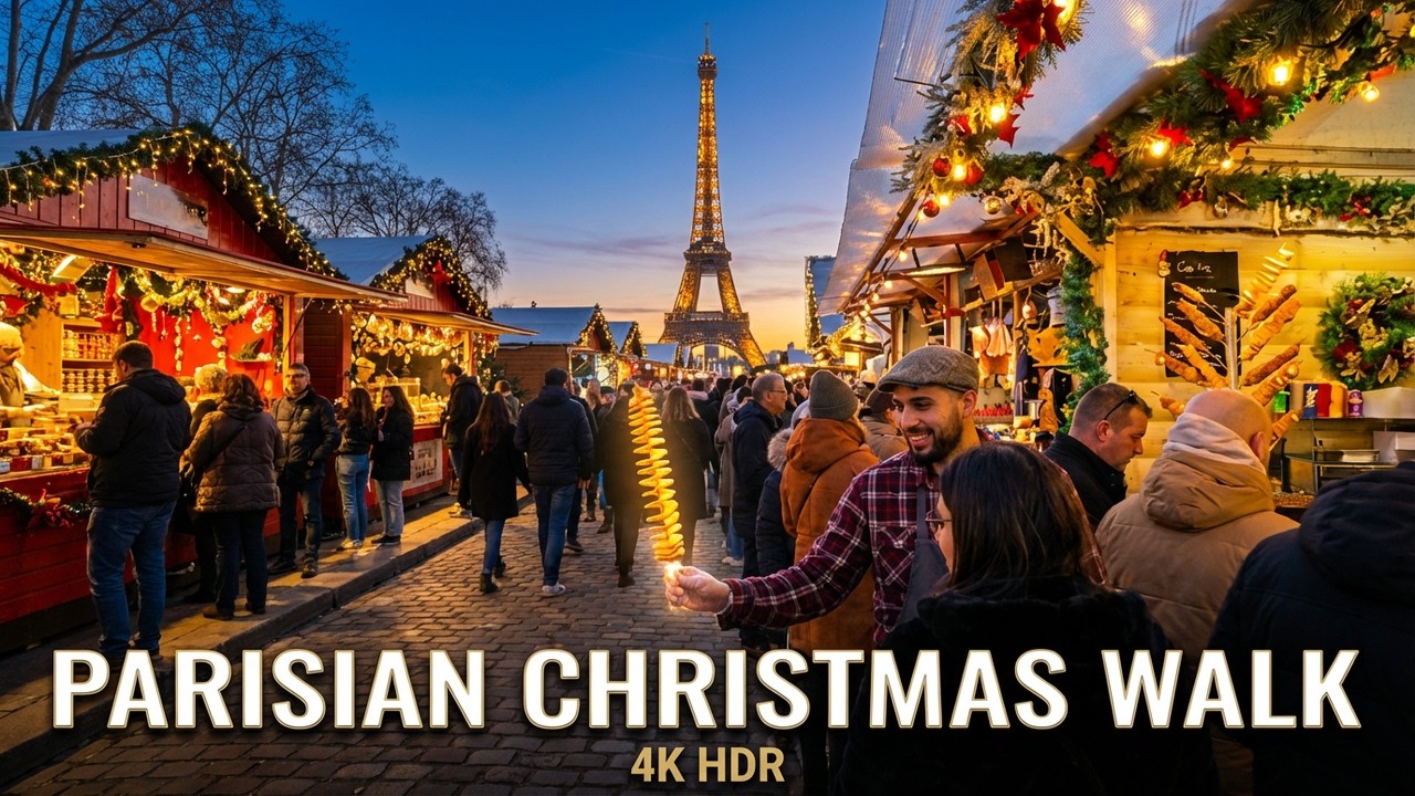 Paris Christmas 4K City Walk - Markets, Street Food & Eiffel Tower Beauty