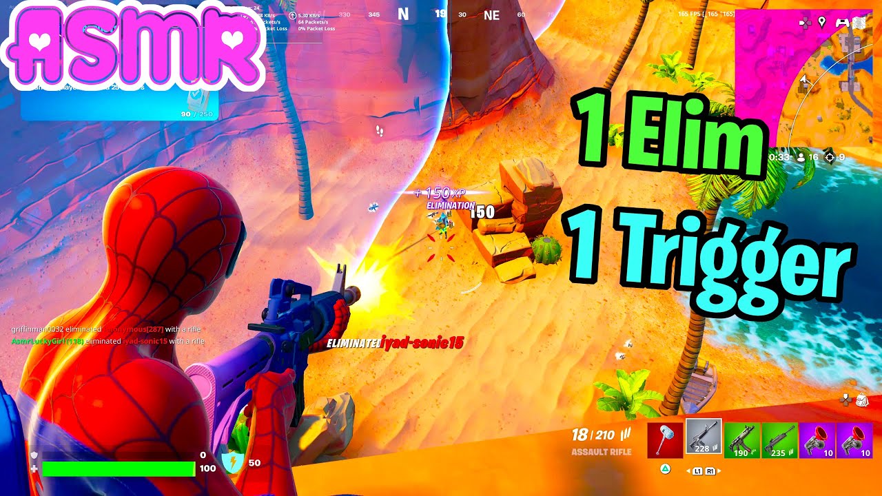 ASMR Gaming 🍀 Fortnite Solo 1 Elim = 1 Trigger Word Relaxing Controller Sounds Whispering 🎧