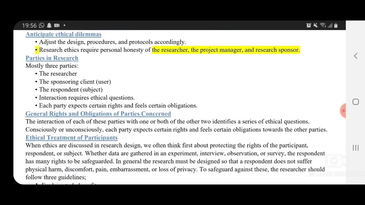 STA630 || Research Method || Lecture # 13 || Ethical issues in Research