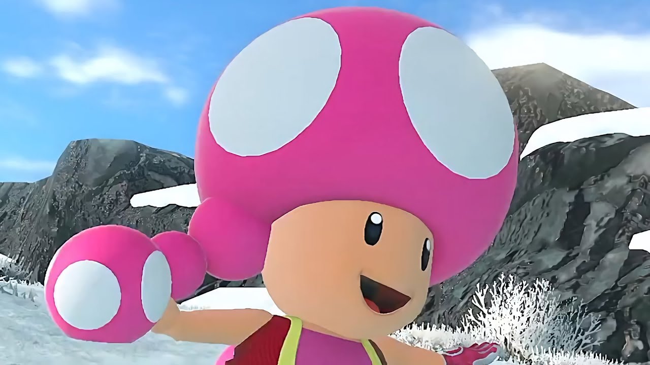 Mario Golf Super Rush Toadette vs Peach vs Yoshi vs Wario in Blustery Basin