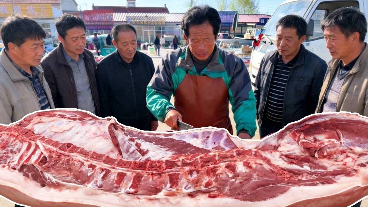 農村超肥老品種大笨豬肉膘子巴掌厚，老孟一下賣半頭，震驚！ 【立福128】