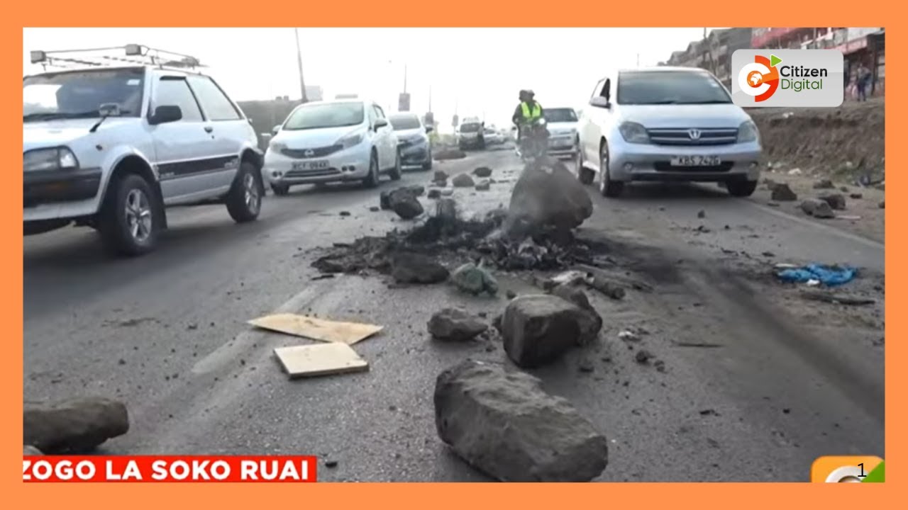 Makabiliano yazuka kati ya polisi na wafanyabiashara mtaani Ruai, jijini Nairobi.