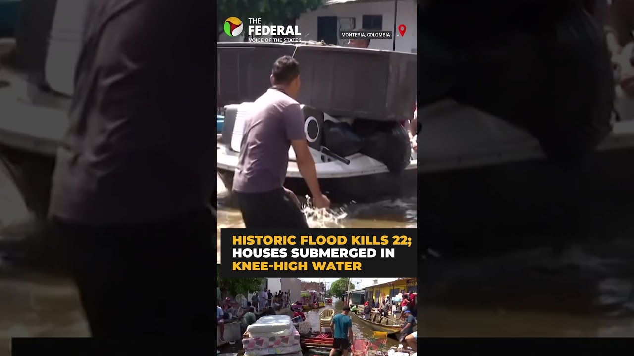Colombia floods turn streets into canals | #shorts