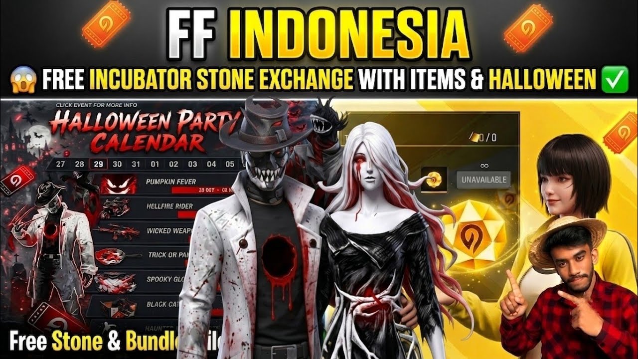 FF Indonesia Server Free Incubator Stone Exchange Event & Halloween