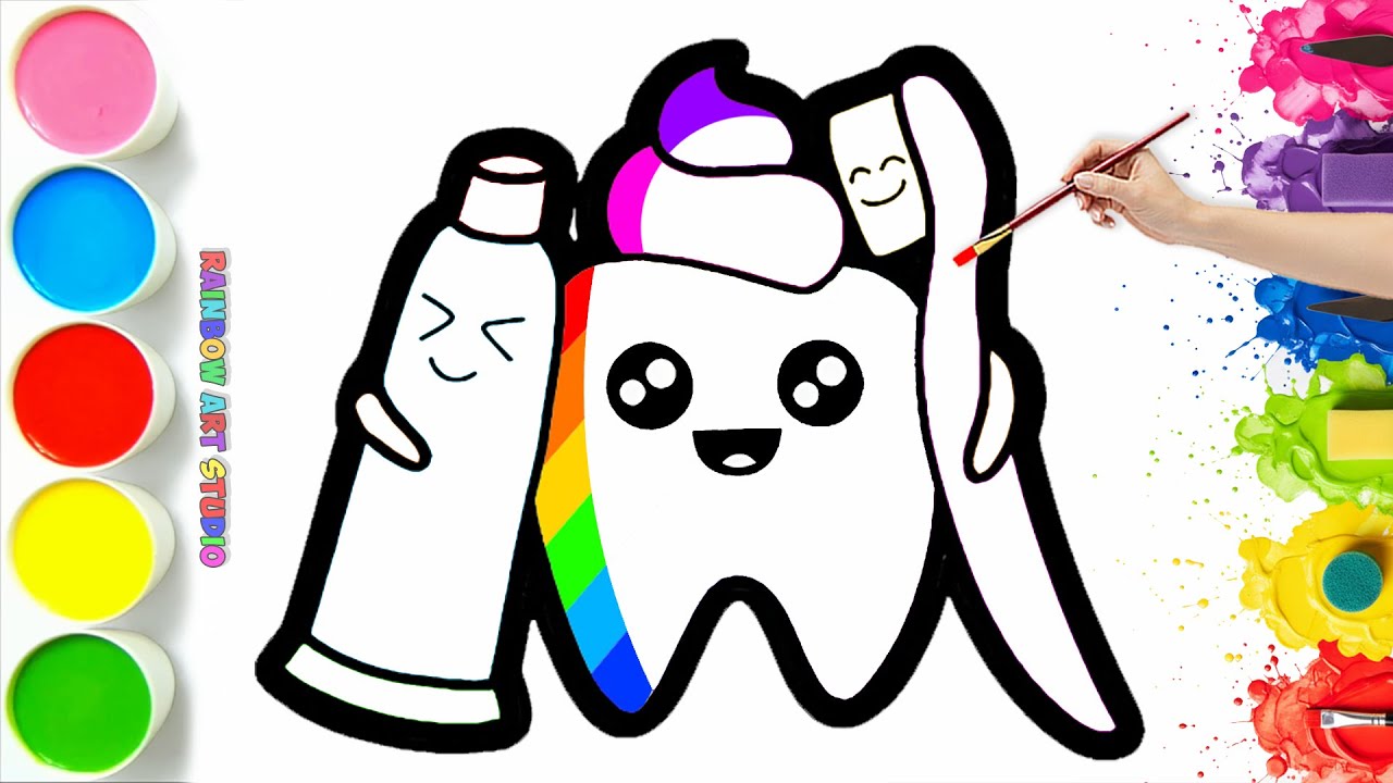 🦷🪥 How To Draw a Funy Tooth & Toothbrush | Easy Step By Step Tutorial #60
