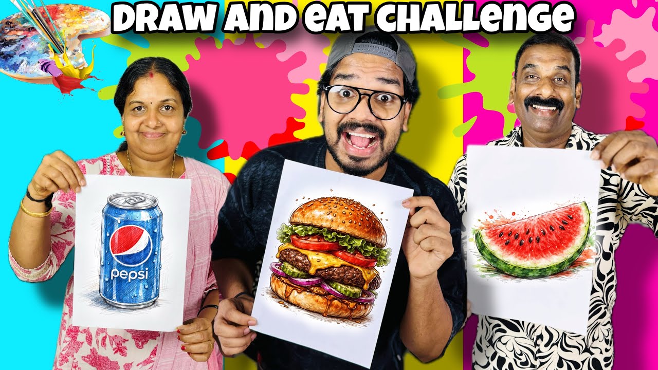 DRAW AND EAT CHALLENGE 🤩| EXTREME FUNNY😂