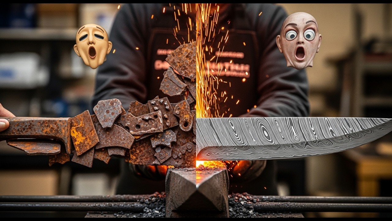 I Forged an Insane Damascus Blade from Scrap Metal!