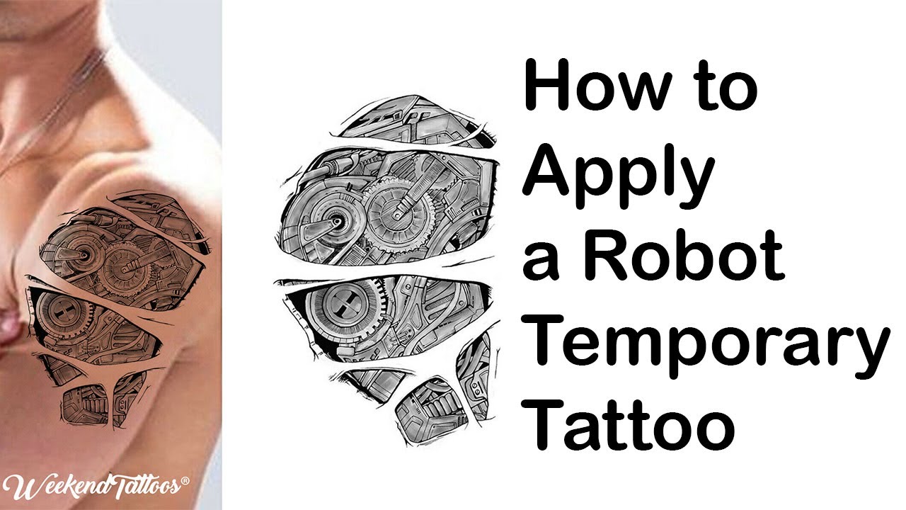 How to Apply the Temporary Tattoos Robot Steampunk Terminator Stickers Body Art Reviews