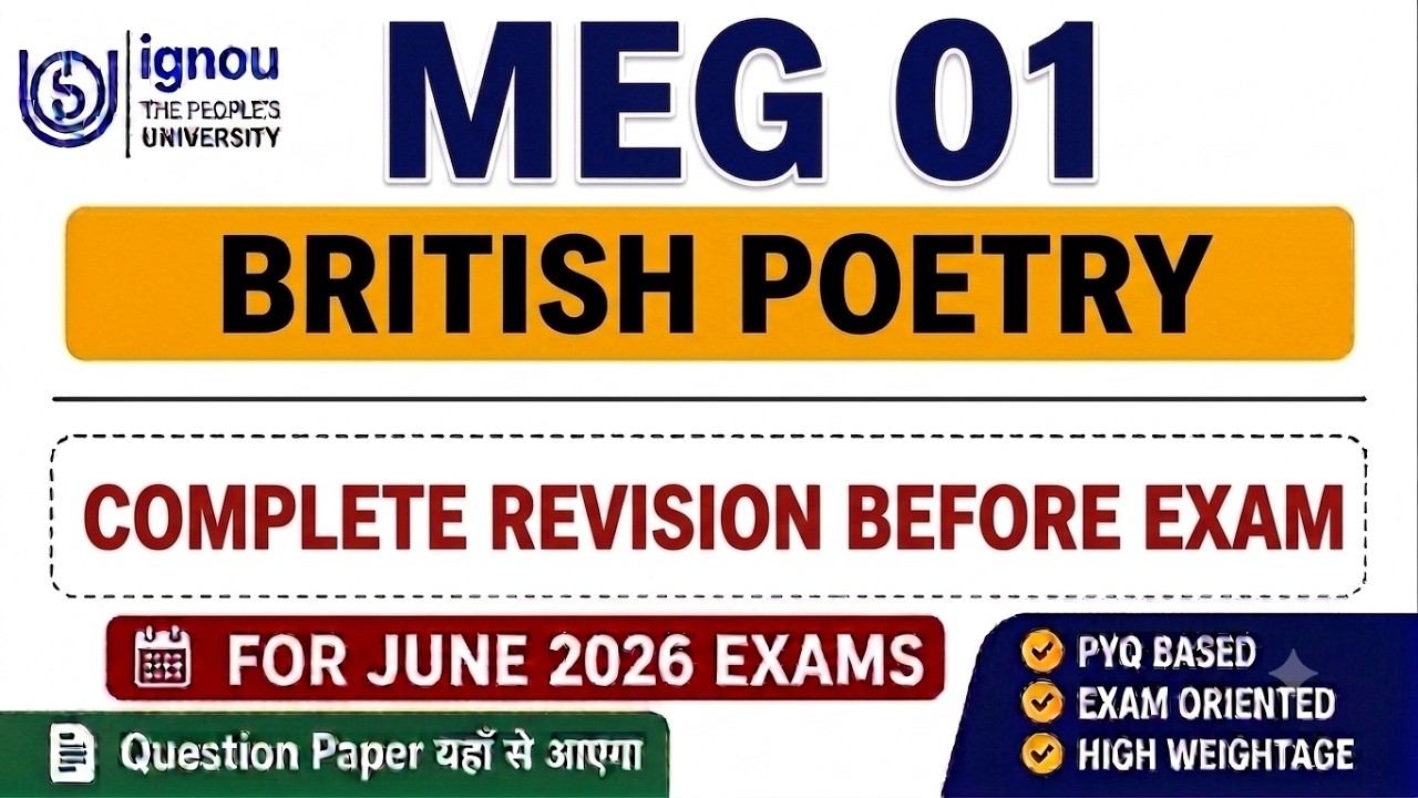 MEG 01 Important Questions 2026 | MEG 01 British Poetry June 2026 important questions with answers