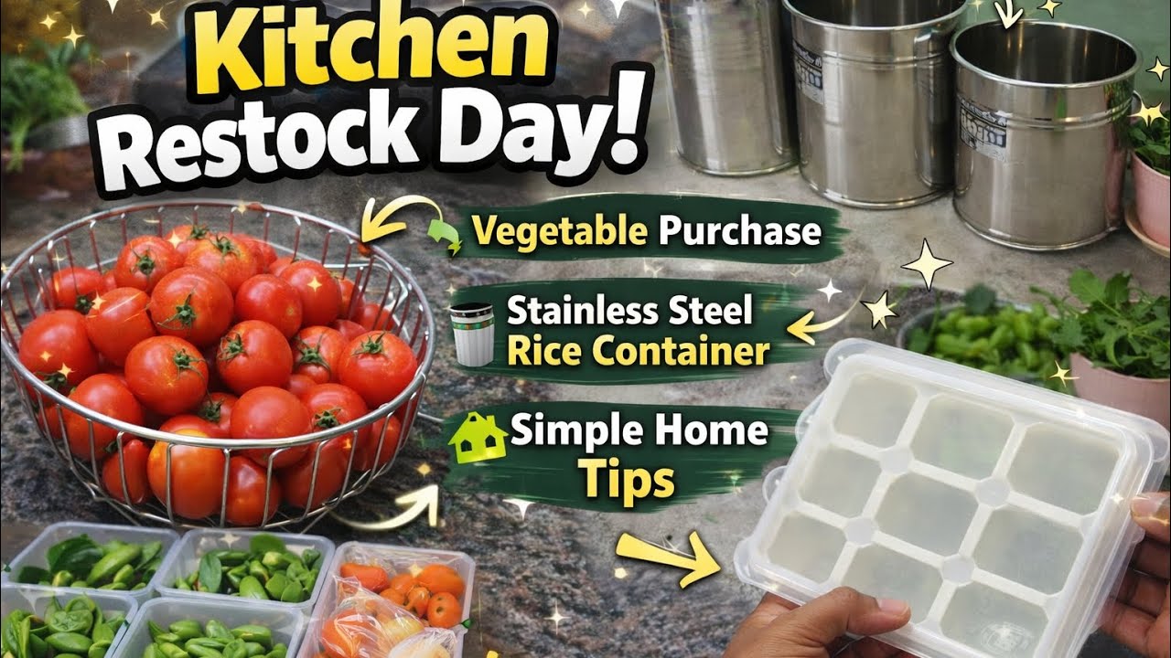 ✨ “Veg Restock Day | Simple Home Life”  Fallow these 5 tips |  Rice Container, Stainless Steel 