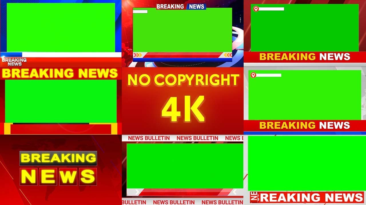 breaking news green screen frame | studio background | no copyright | 4k