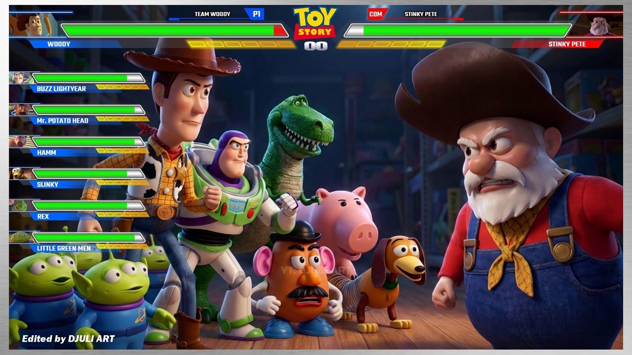 Toy Story - Team Woody vs Stinky Pete Final Battle WITH HEALTHBARS