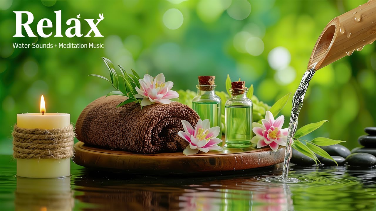 Relaxing Sleep Music + Bamboo Water Sounds 🌿 Relieve Stress, Anxiety & Depression | Calm Mind & Body