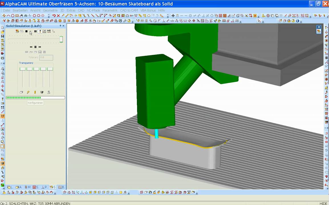 Licom AlphaCAM, 5-achsig eine 3D Skateboard fr&auml;sen