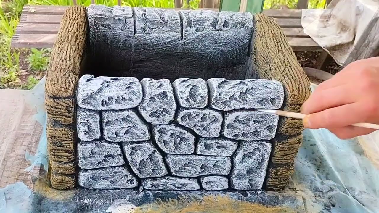 DIY cement flowerpot for garden decorations