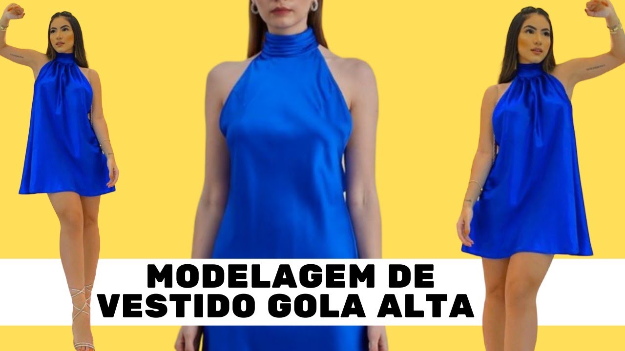Modelagem de vestido gola alta