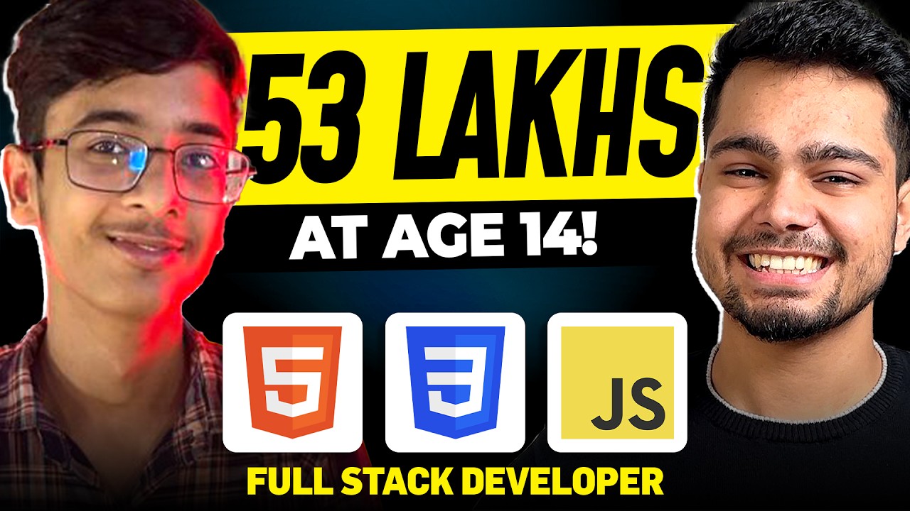 14 Year old Kid earns 50LPA+ as a Full stack Web developer! 😱 ! How he started Programming?