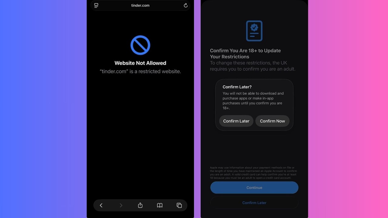 Apple's age verification system blocking access to websites as well