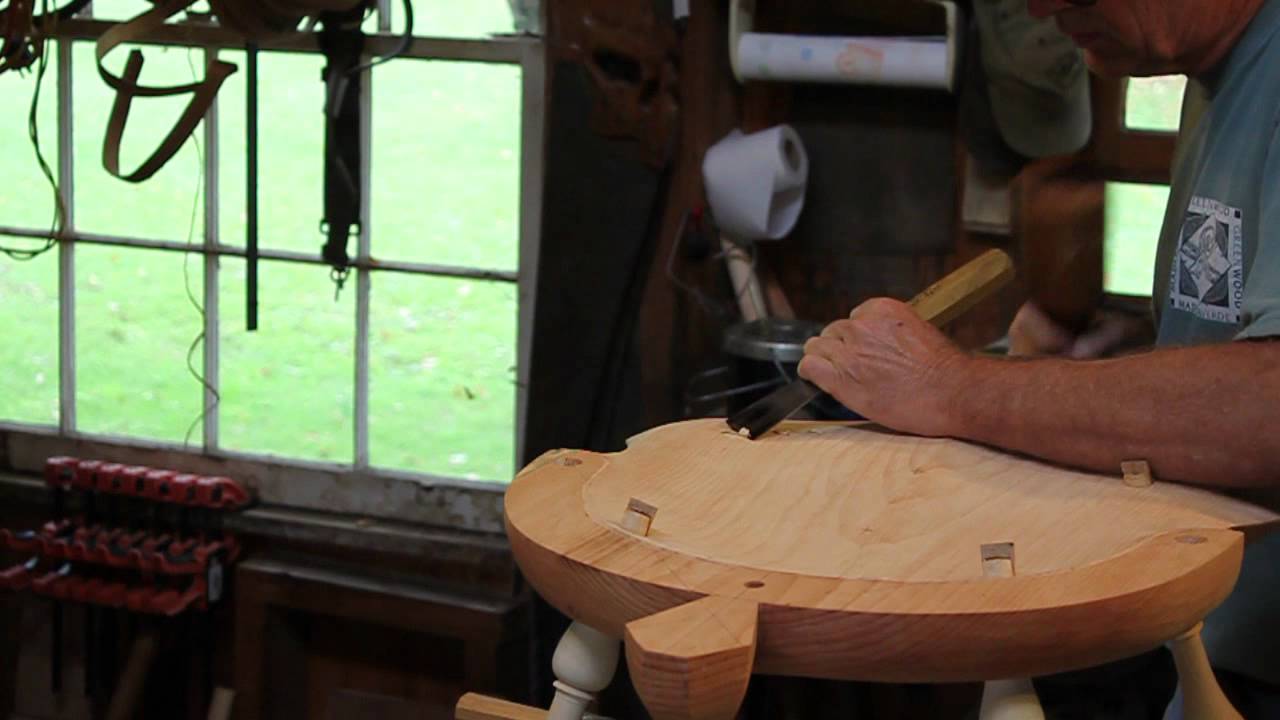 Curtis Buchanan - 26. Leveling Chair, Trimming Leg Tenons, and Beveling Back Edge of Seat