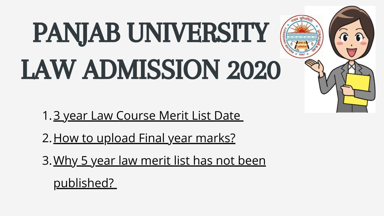Panjab University 3 year & 5 year Law Admissions 2020|PU LLB Merit List/Last date to upload marks