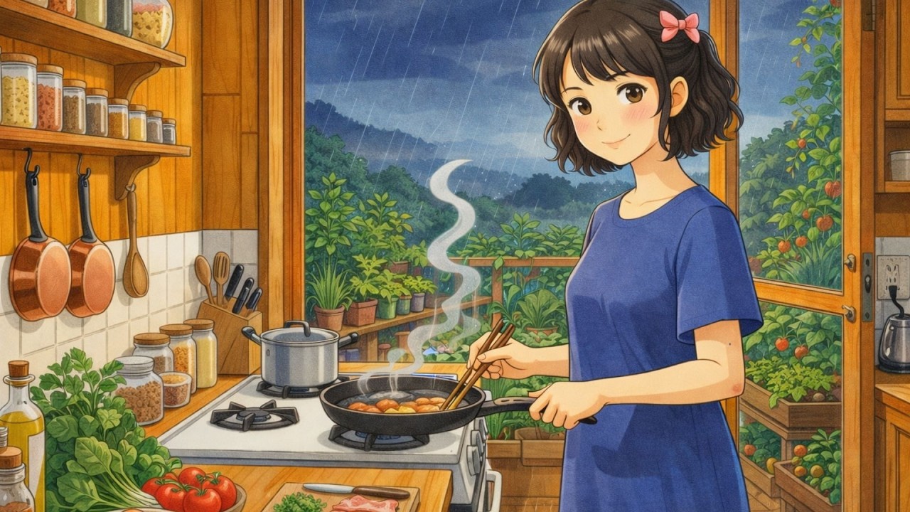 A Quiet Rainy Weekend at Home | Cooking, Living Alone & Simple Joys | Ghibli Style
