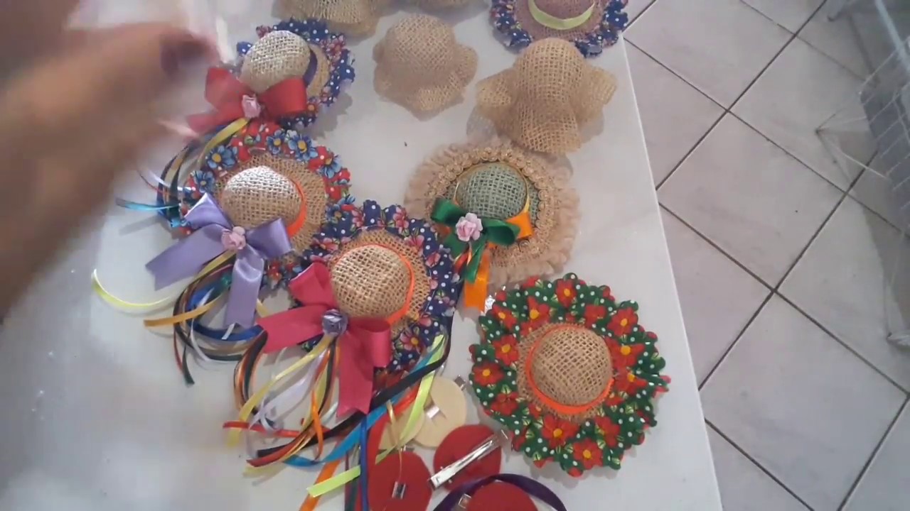 Decorando Chapéu junino de juta.