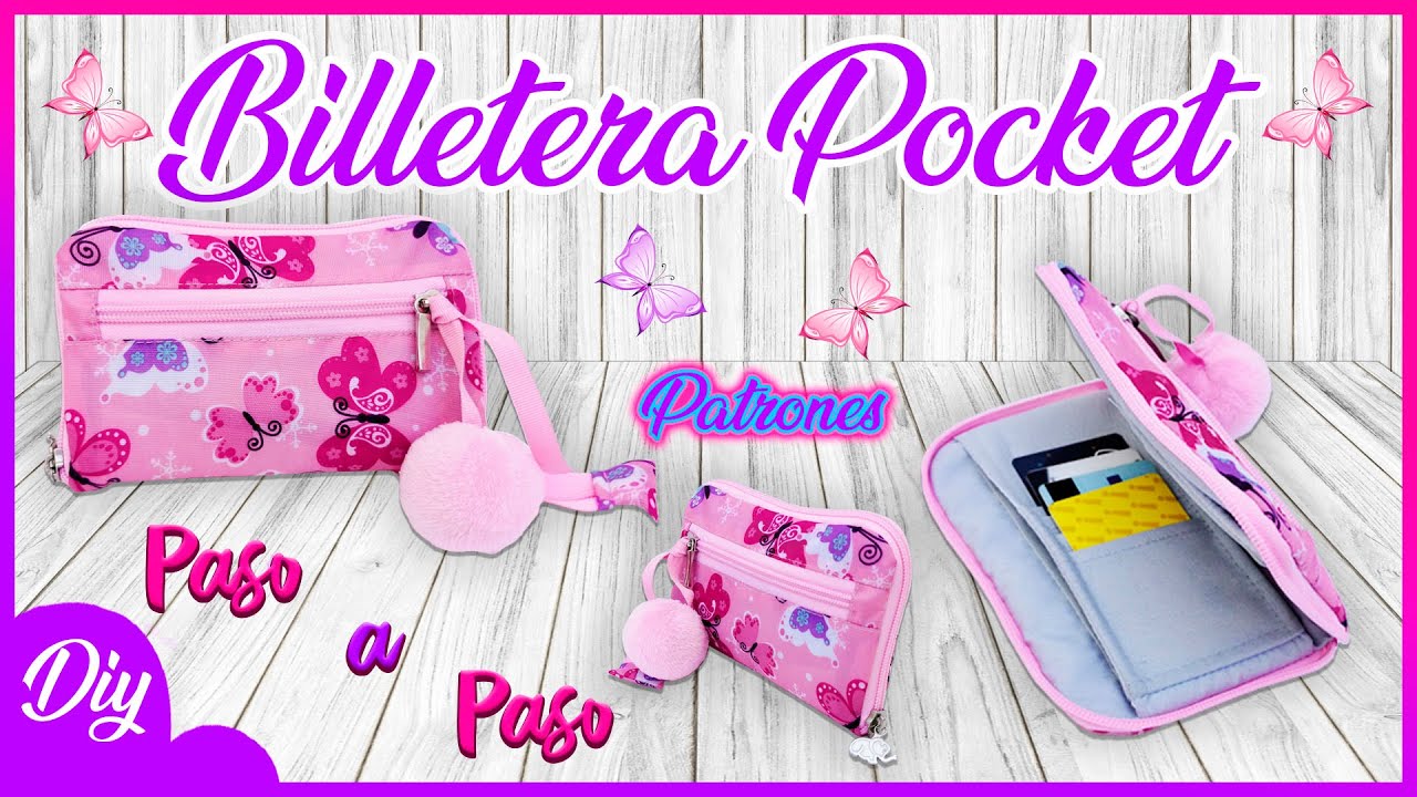 Como Hacer Una Billetera, Monedero Pocket Paso a Paso | Moldes Incluidos