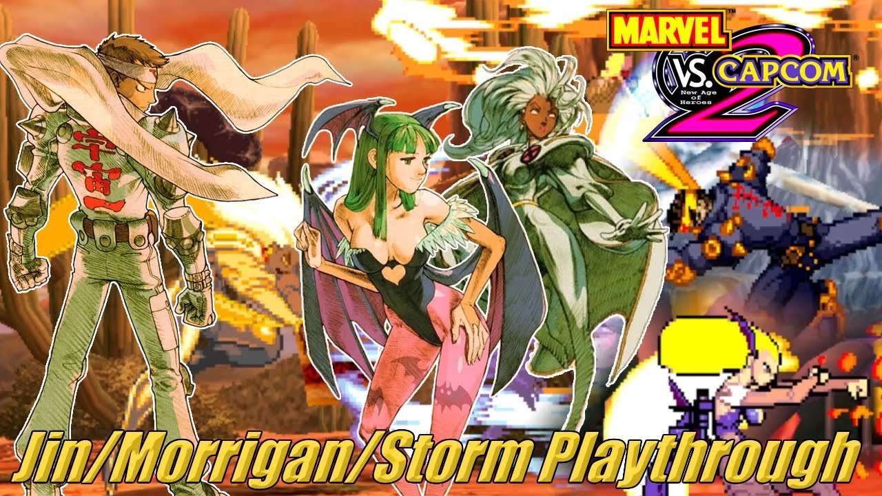 Marvel vs. Capcom 2 (Dreamcast) - Jin/Morrigan/Storm Arcade Playthrough