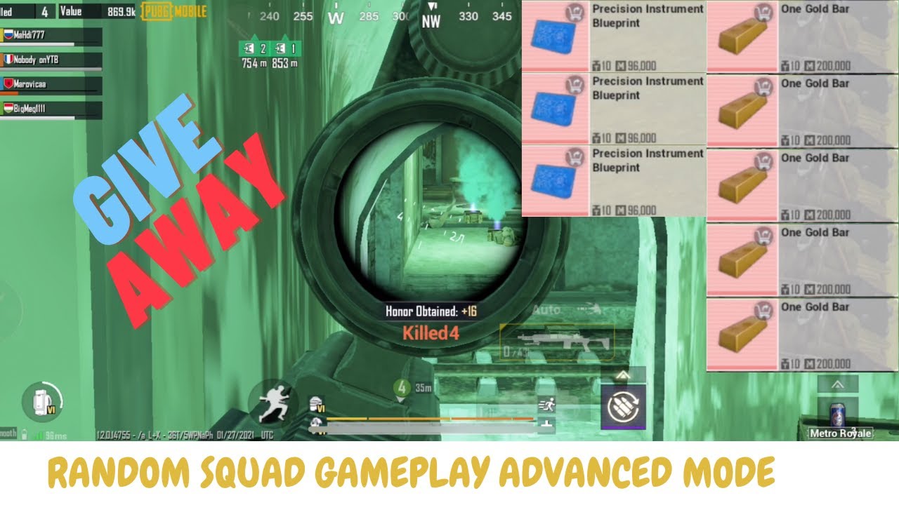 RANDOM SQUAD GAMEPLAY ON ADVANCED MODE - PUBG METRO ROYALE