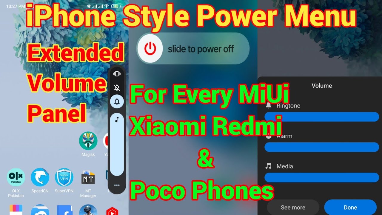 MiUi Power Menu And Volume Panel Customization | iPhone Style Power Menu for Xiaomi Redmi & Poco