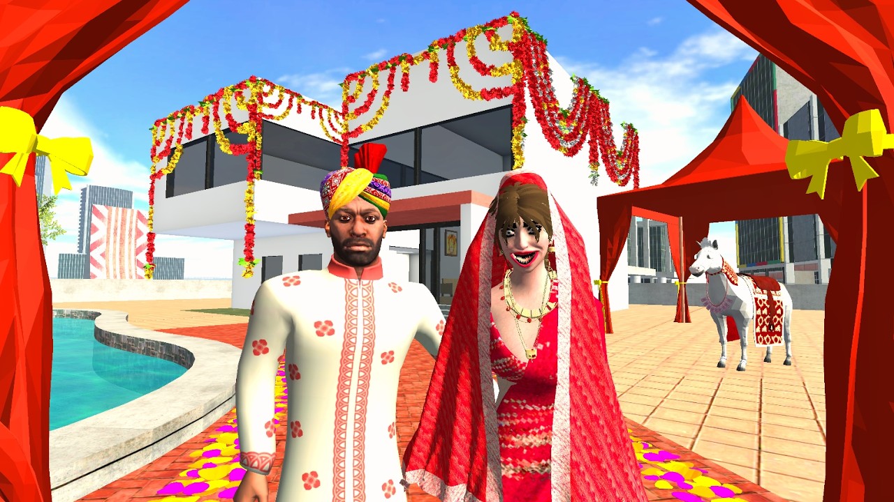 Franklin Marry Kamla in Indian Bike Driving 3D ( Funny Gameplay)