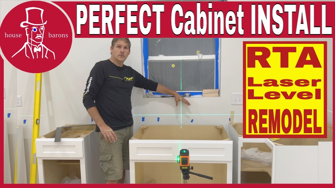 Install Kitchen Cabinets - RTA | Kitchen Remodel with Laser Level