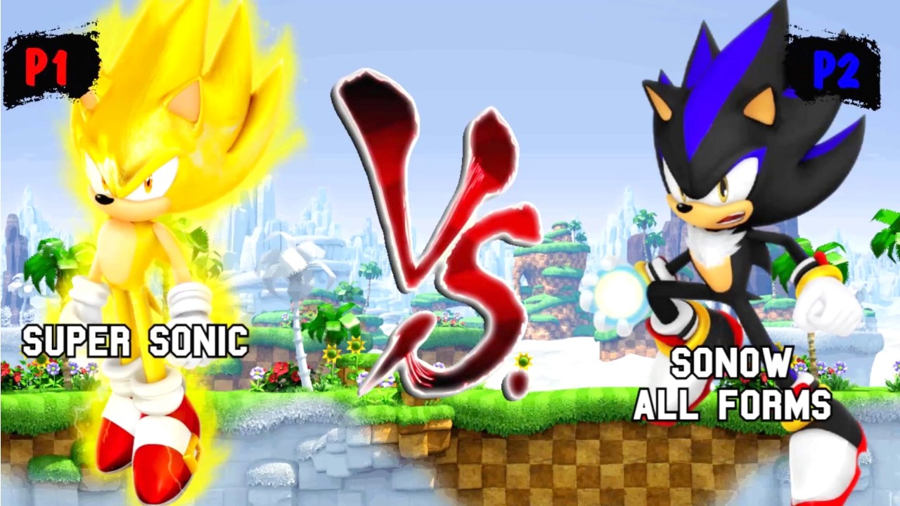 Super Sonic & Dark Sonic VS Sonow all forms & Dark Shadow I Sonic Battle JUS MUGEN v4