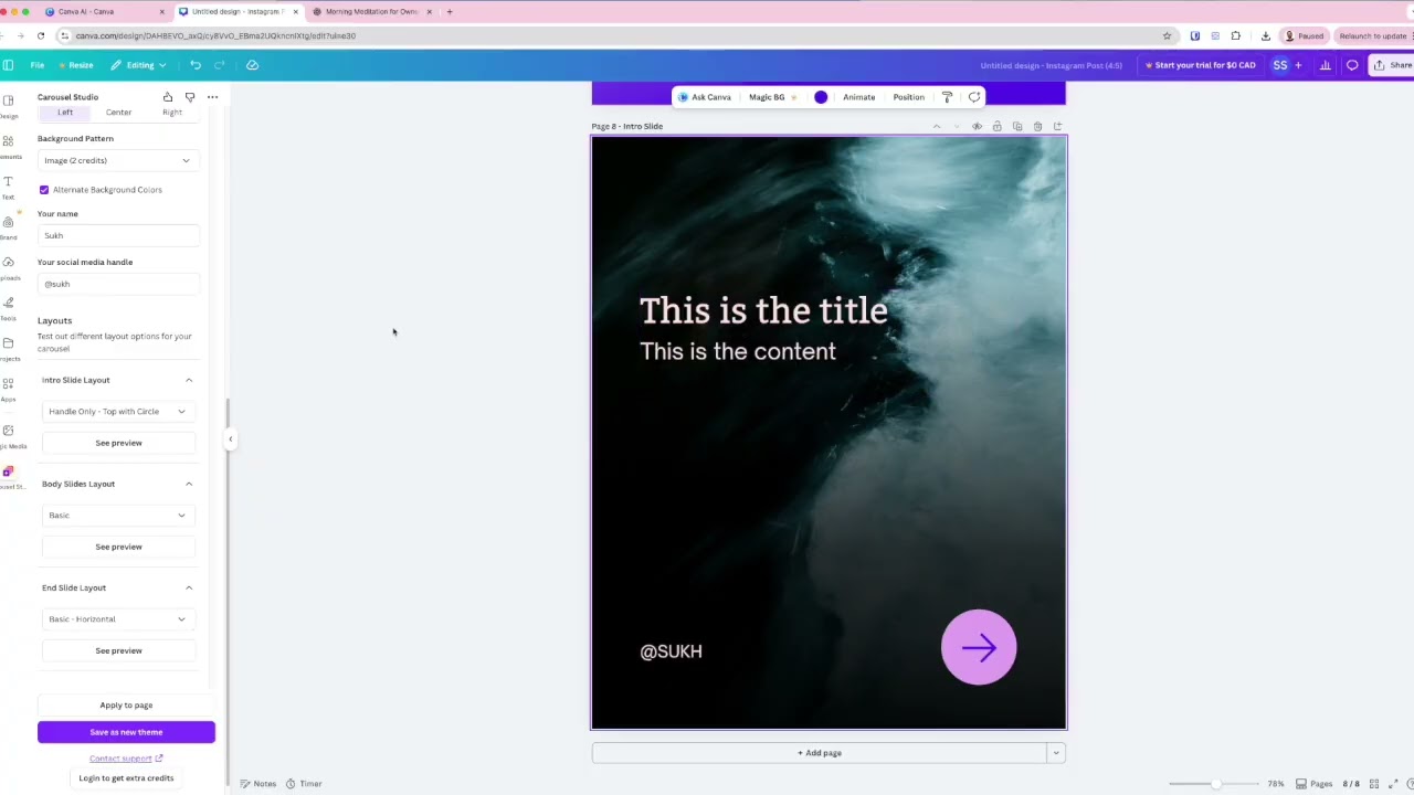 Carousel Studio Tutorial: How to create Instagram carousels in Canva