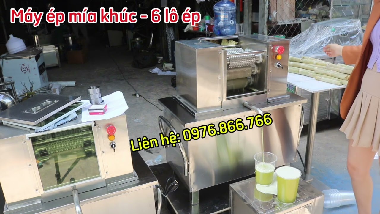 MÁY ÉP MÍA KHÚC 6 LÔ SIÊU TẠO BỌT - MÁY NƯỚC MÍA ĐÔNG LẠNH TẤN PHÁT 0976.866.766| sugarcane machine