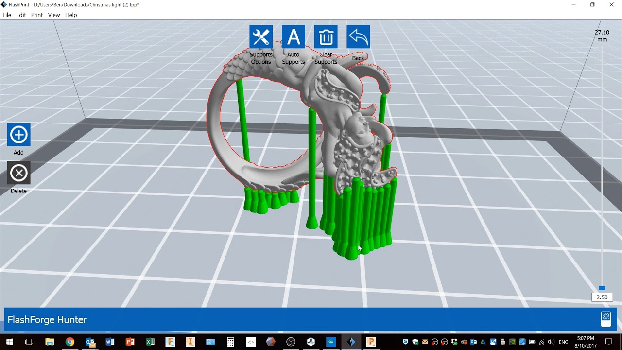 Suppport and Slicing for DLP Wanhao D7