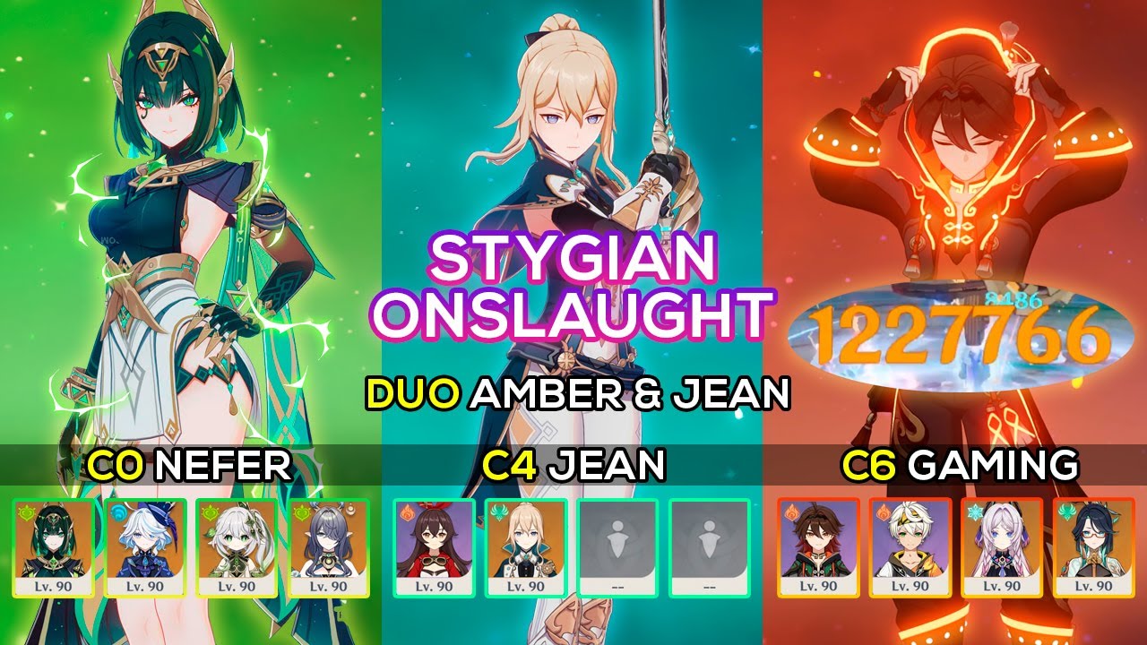 DUO Jean x Amber 6.2 Stygian Onslaught Fearless | C0 Nefer / C4 Jean /C6 Gaming | Genshin Impact 6.2