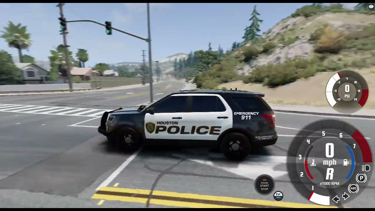 BeamNG.drive - Patrolling Huston Texas (with pursuits)