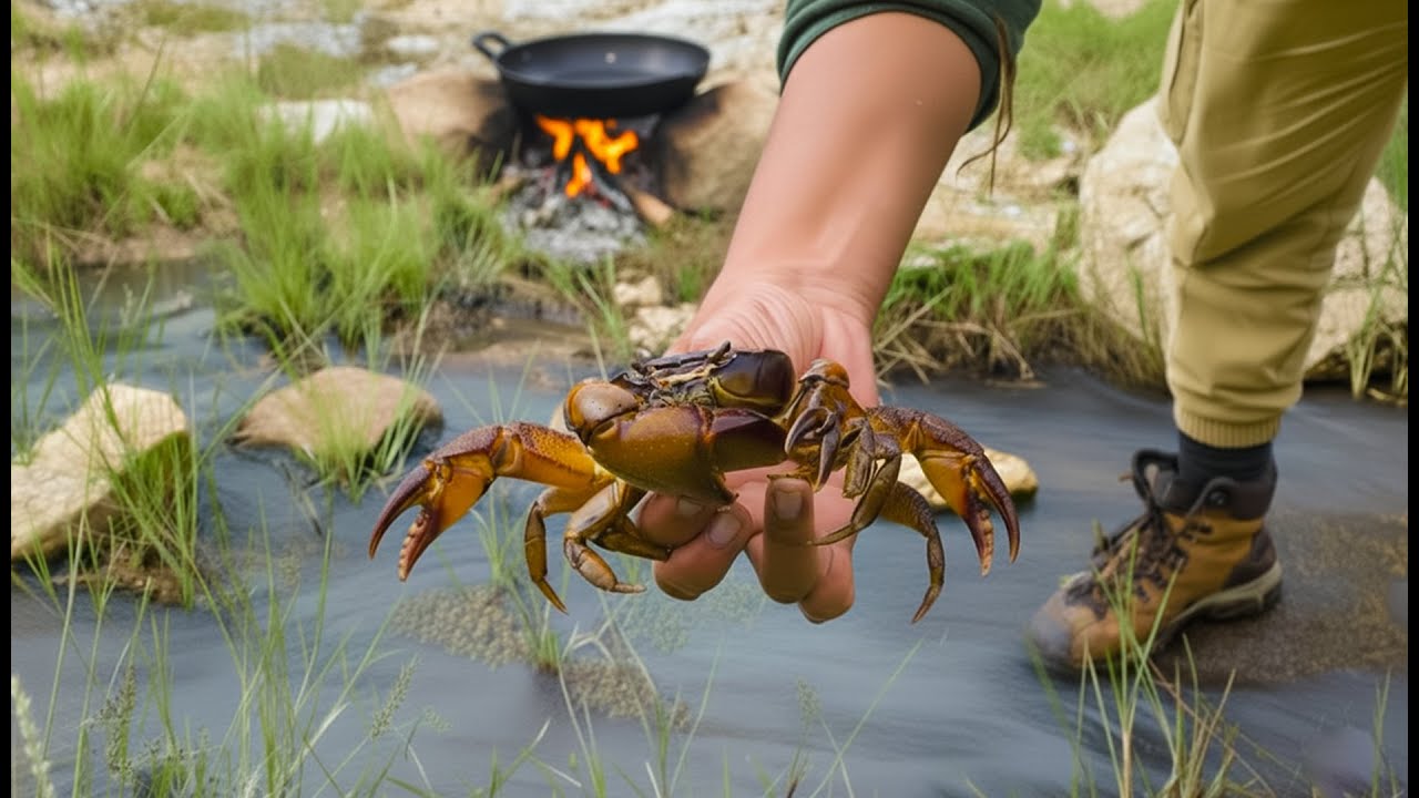 Caught & Cooked Fresh Mud Crabs on the Hillside | Outdoor Campfire Cooking