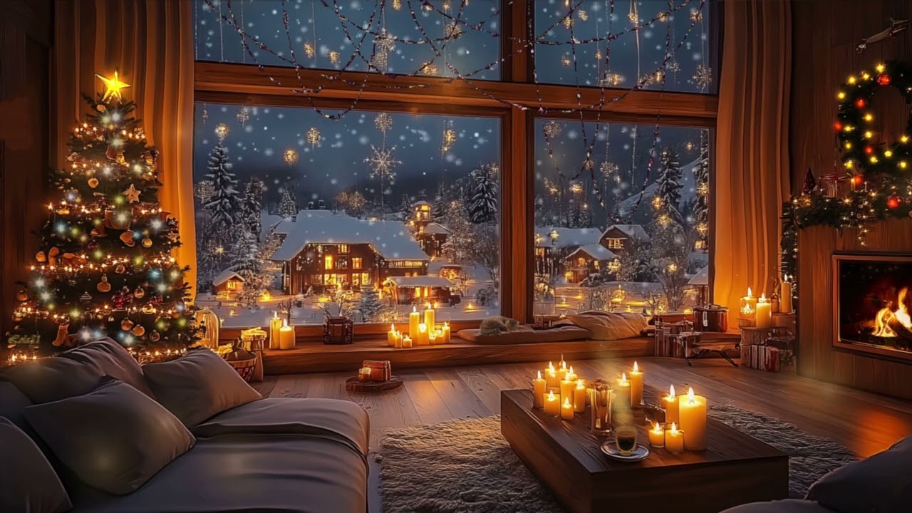 7 Hours Christmas Fireplace & Snowstorm ❄️ Deep Sleep Ambience with Gentle Wake Up